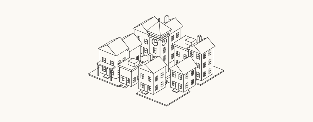 Isolated fitted outlines of the city
